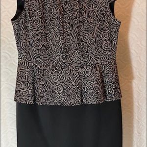 Connected 16 Dress Peplum Black Tan Midi Plus Size